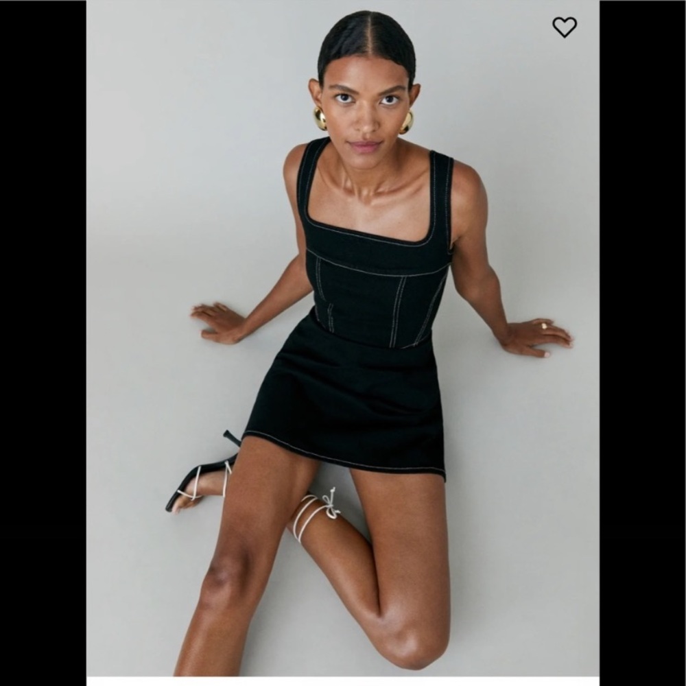 Reformation Black Mini Dress with White Stitching
